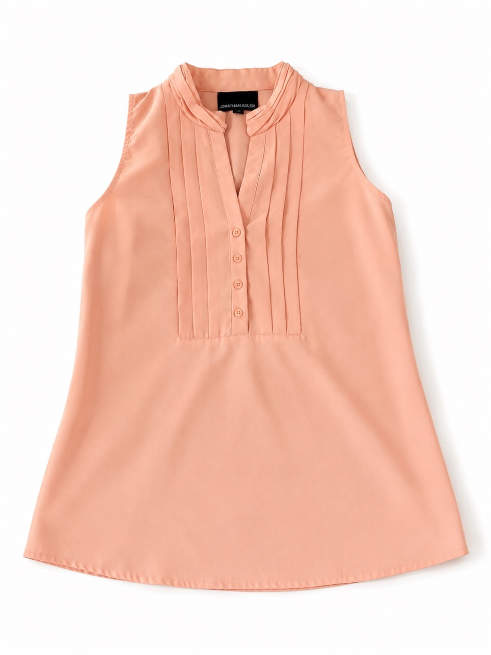 Cynthia Rowley Peach Sleeveless Pintuck Blouse